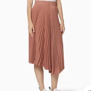 Vince Drape Pleated Midi Skirt Vintage Rose Asymmetrical Size 0